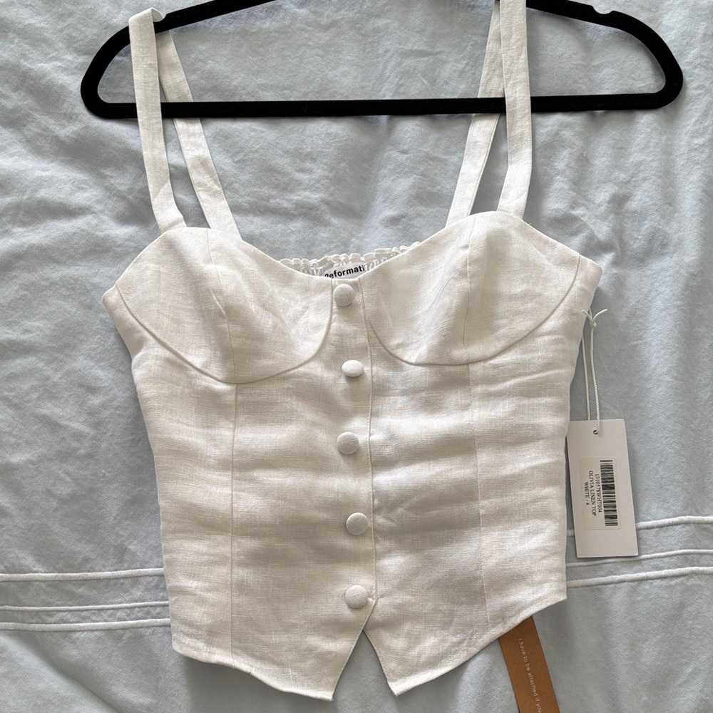 Reformation Olivia White Linen Corset Top NWT (size 4)